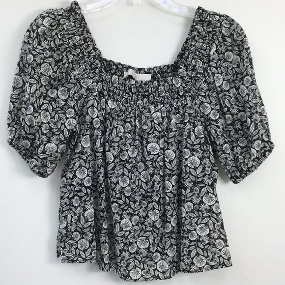 LOFT Women's Cotton Square Neck Cropped Blouse Size XS EXCELLENT Condition - Picture 1 of 7
